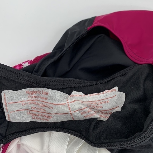 Lands End one-piece tank swimsuit colorblock pink black swim x-back new 16 - Picture 4 of 4